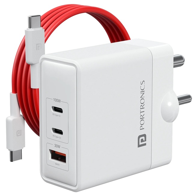 Portronics Adapto 100 100W GaN PD charger Portronics Adapto 100 100W GaN PD charger